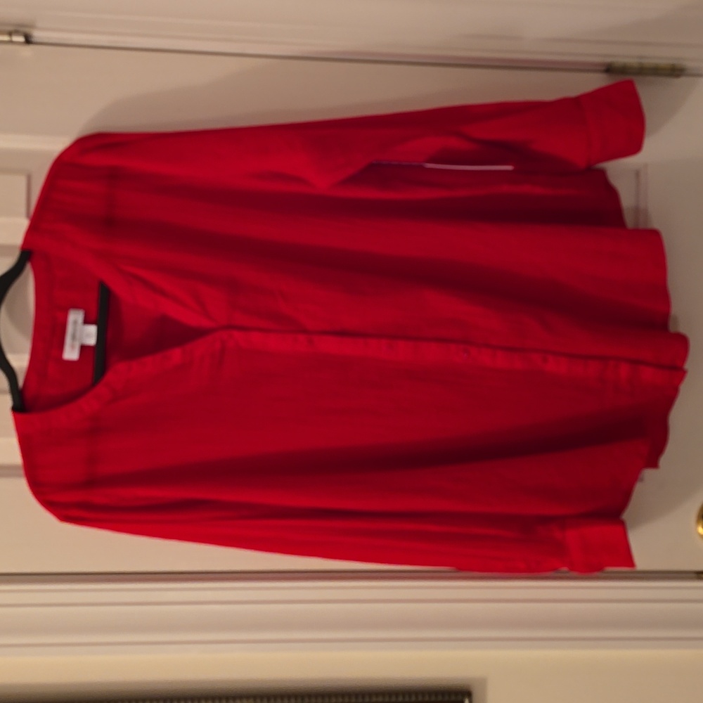 LIZ CLAIBORNE BRAND WOMEN'S RED FRONT BUTTON LONG SLEEVES TOP SIZE XL